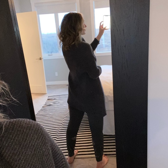 Grey Ribbed Babaton Merino Wool Cardigan - Picture 3 of 12